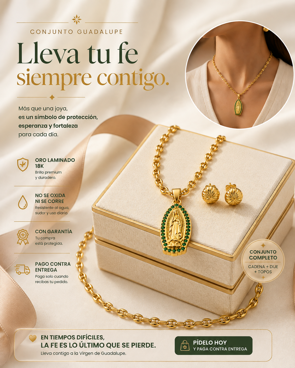 Set Cadena + Dije Virgen + Topos