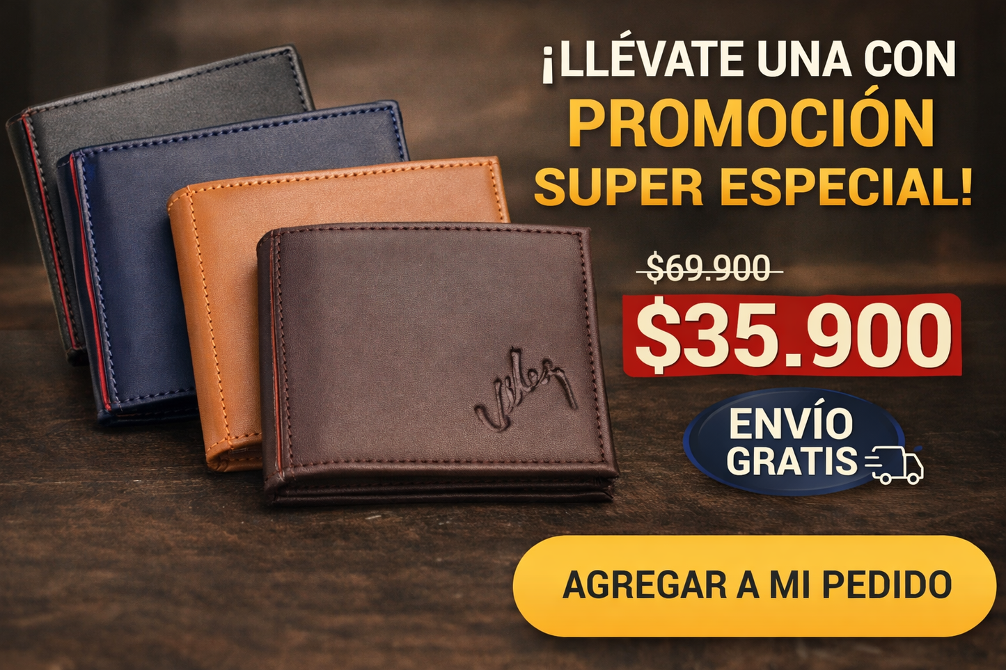 Billetera Hombre Velez Cuero Eco Caja