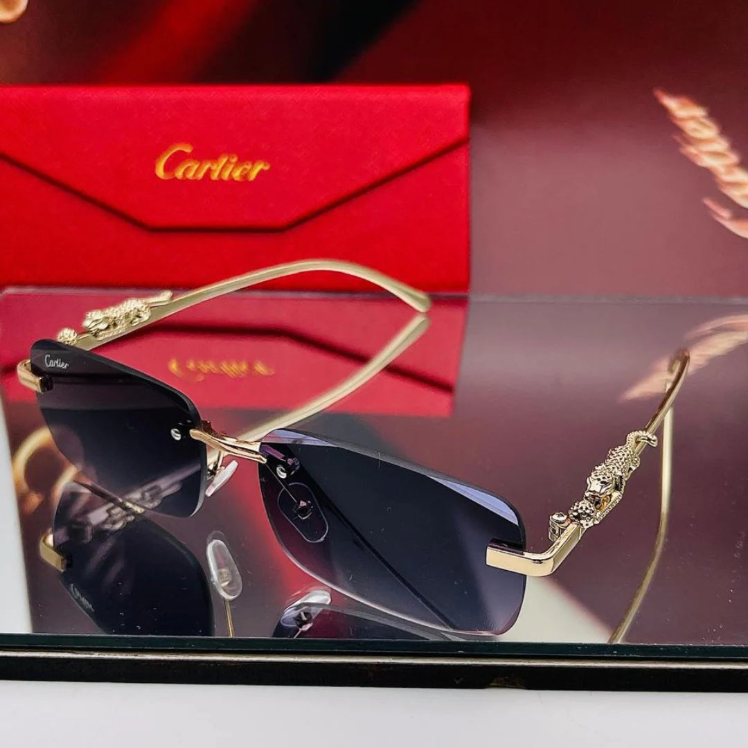 Gafas Fotocromaticas – Montura con acabado de jaguar dorado + Estuche