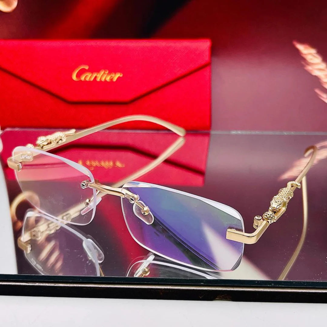 Gafas Fotocromaticas – Montura con acabado de jaguar dorado + Estuche
