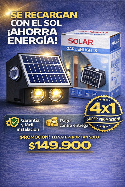 Lámpara Solar Inteligente con Sensor de Movimiento – ¡Se Recarga con el Sol! OFERTA 4x1