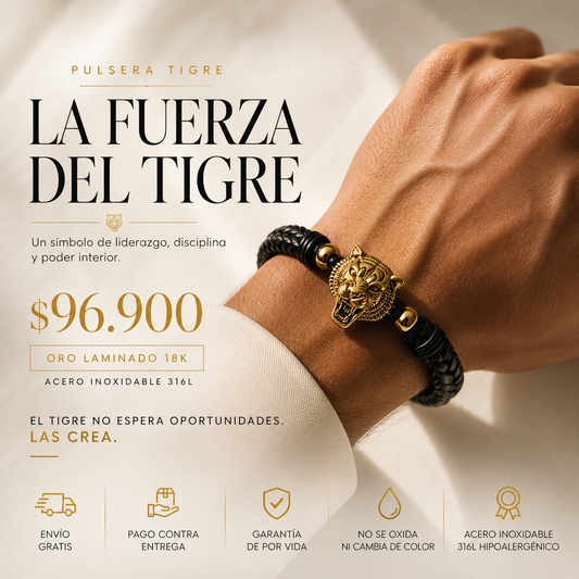 Pulsera Tigre - Oro Laminado 18k