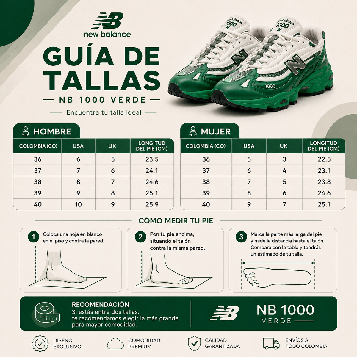 Tenis NB 1000 Verdes - Colección 2026
