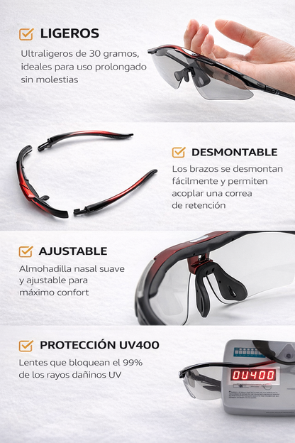 Gafas Tácticas Rockbros 5 Lentes Intercambiables – Visión Total 360°